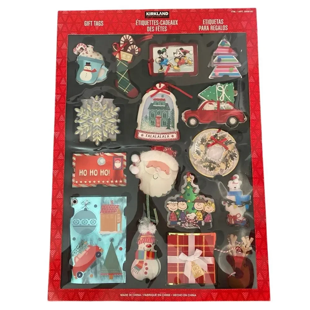 Mickey Mouse PEANUTS Kirkland Disney Christmas Gift Tags NEW 84 Pieces Santa